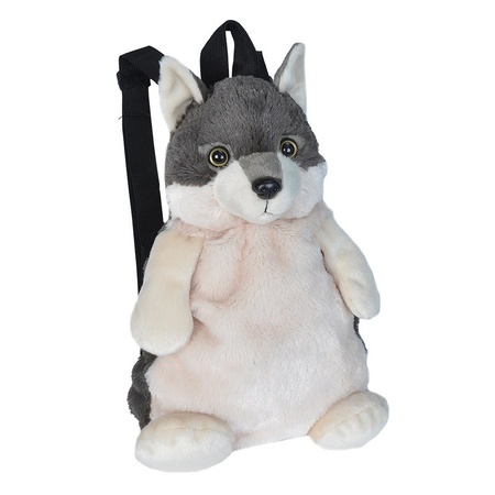 Plush wolf backpack cuddle toy 33 cm