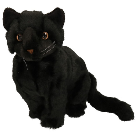 Knuffel kat/poes zittend 30 cm zwart