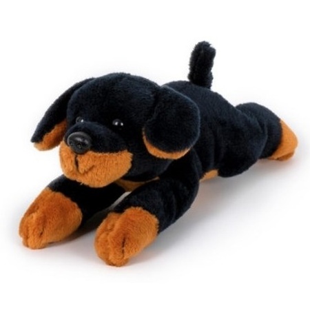 Plush black/brown rottweiler cuddle toy 13 cm