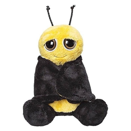 Suki Gifts Pluche gele met zwarte bijen knuffel - 18 cm - Bijen insecten knuffels