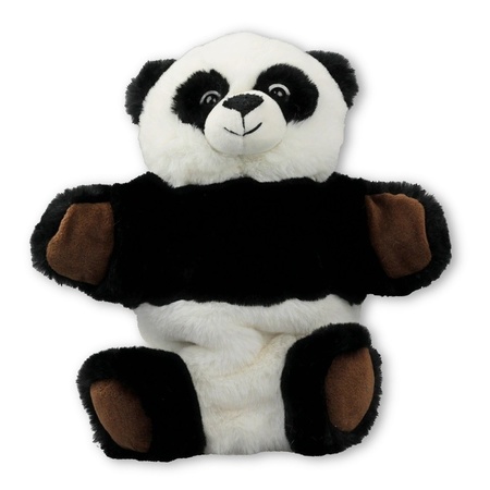 Plush black/white panda hand puppet 22 cm cuddle toy