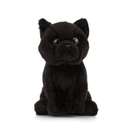 Plush black Bombay cat cuddle toy 16 cm