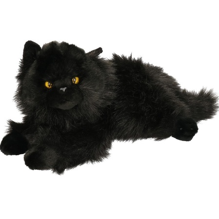 Plush black Persian cat cuddle toy 30 cm
