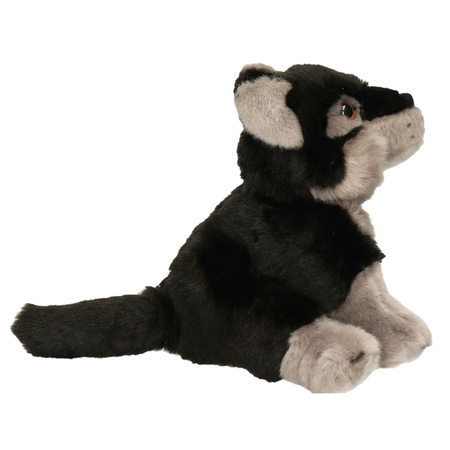 Plush black wolf cuddle toy 18 cm