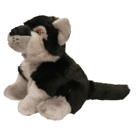 Plush black wolf cuddle toy 18 cm