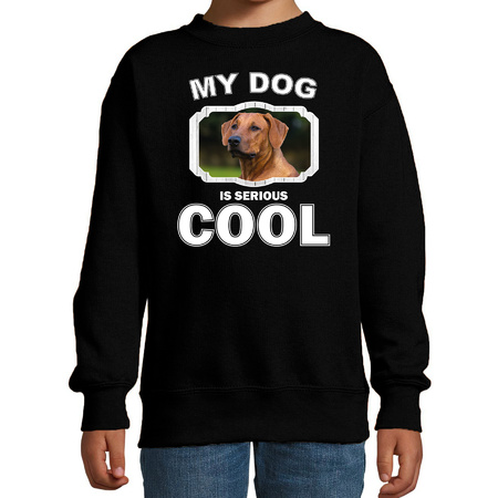 Honden liefhebber trui / sweater Rhodesische pronkrug my dog is serious cool zwart voor kinderen