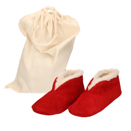 Red Spanish slippers of genuine leather / suede for kids size 23 with storage bag