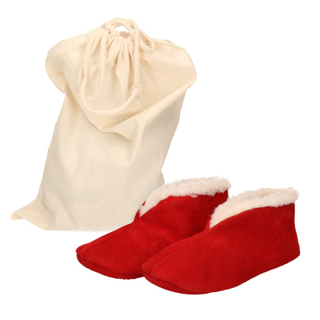 Red Spanish slippers of genuine leather / suede for kids size 25 with storage bag