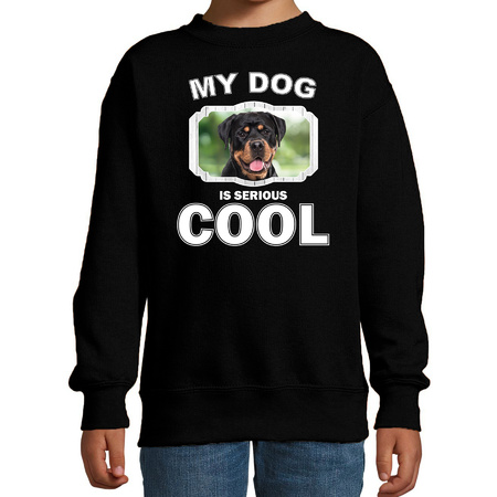Honden liefhebber trui / sweater Rottweiler my dog is serious cool zwart voor kinderen