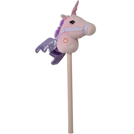 Roze/lilapaarse stokpaarden eenhoorn/pegasus pony met geluid 68 cm voor jongens/meisjes/kinderen