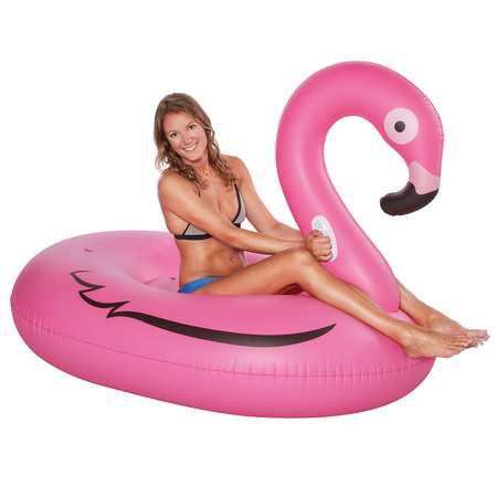 Roze ride-on opblaasvlot flamingo 160 cm