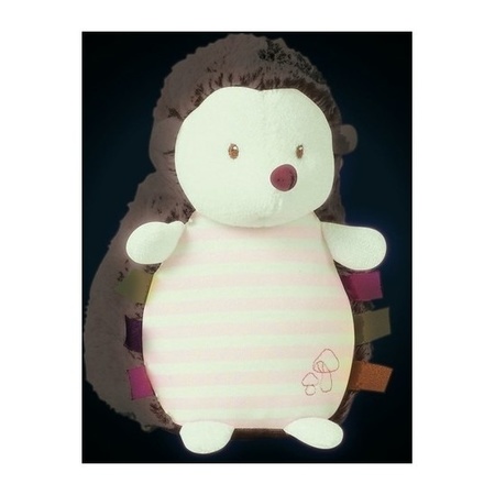Pink plush hedgehog cuddle toy 16 cm glowing in de dark