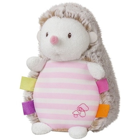 Pink plush hedgehog cuddle toy 16 cm glowing in de dark