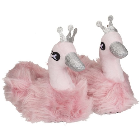 Pink swan cosy slippers for girls