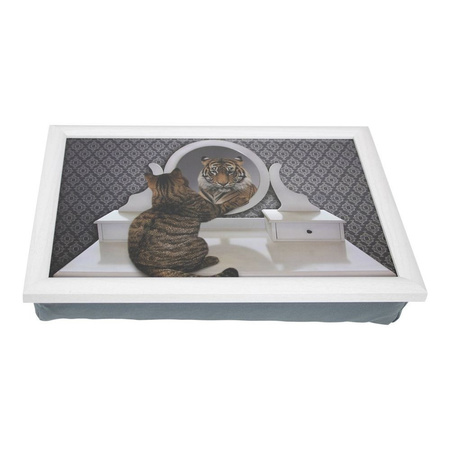 Schootkussen/laptray grappige kat en tijger print 43 x 33 cm 