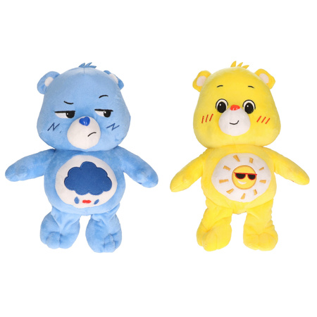 Set of 2 Care Bears blue and yellow 28 cm