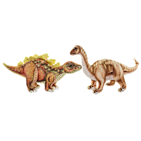Set van 2x pluche speelgoed knuffels dinosaurussen Stegosaurus en Brontosaurus