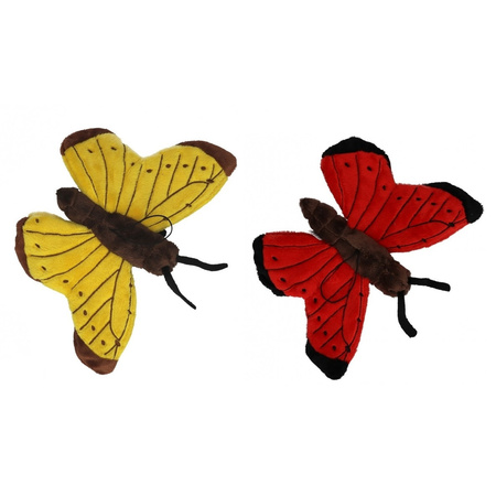 Set of 2x soft toy animals butterflies 21 cm