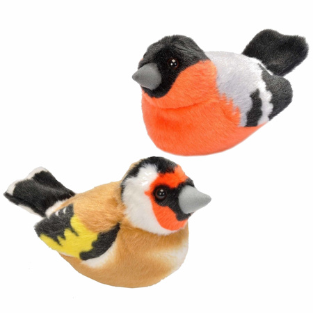 Set of 2x soft toy birds with sound 14 cm
