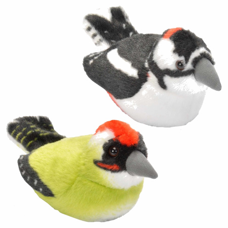 Set of 2x soft toy birds with sound 14 cm