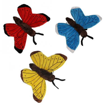 Set of 3x soft toy animals butterflies 21 cm