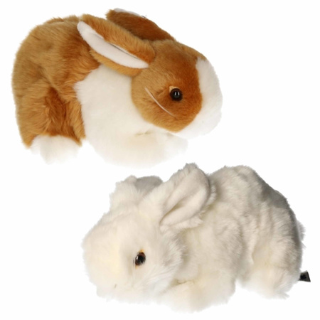 Setje van 2x stuks pluche knuffel konijnen van 20 cm