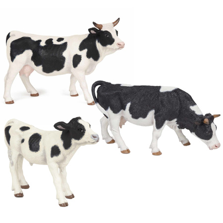 Set of 3x plastic farm animals cows 10-14 cm