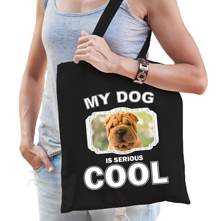 Shar pei my dog is serious cool bag black 
