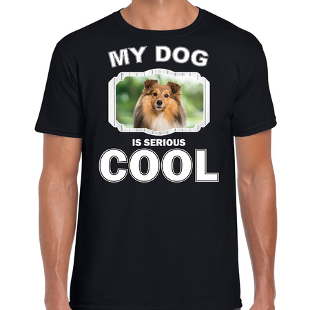 Honden liefhebber shirt Sheltie my dog is serious cool zwart voor heren