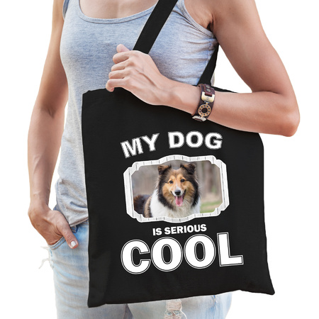 Shetland sheepdog my dog is serious cool bag black 