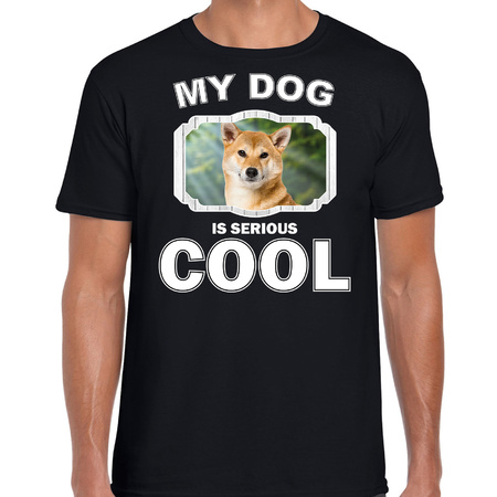 Shiba inu dog t-shirt my dog is serious cool black for men