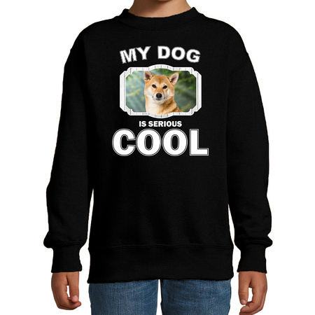 Honden liefhebber trui / sweater Shiba inu my dog is serious cool zwart voor kinderen