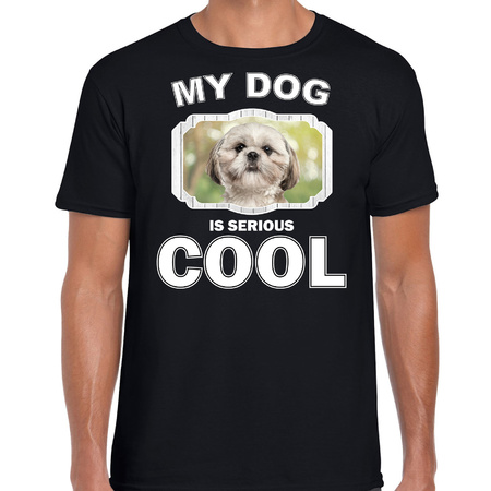 Shih tzu dog t-shirt my dog is serious cool black for men
