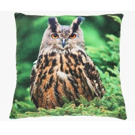Sofa cushion with eagle owl bird animal print 35 cm