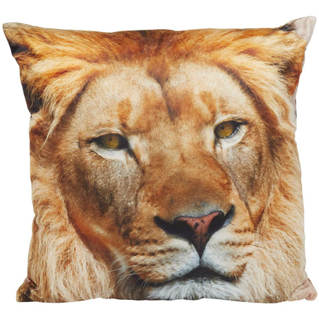 Pillow/cushion with lion print 40 x 40 cm