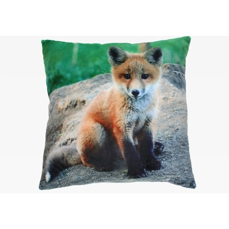 Pillow/cushion with fox print 35 x 35 cm
