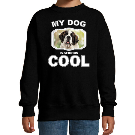Honden liefhebber trui / sweater Sint bernard my dog is serious cool zwart voor kinderen