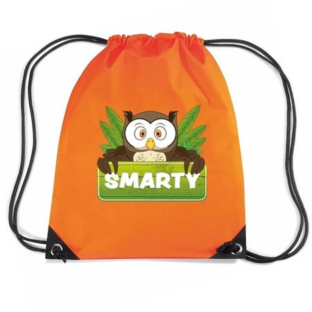 Smarty de Uil trekkoord rugzak / gymtas oranje voor kinderen