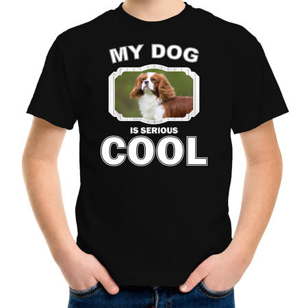 Spaniel dog t-shirt my dog is serious cool black for children