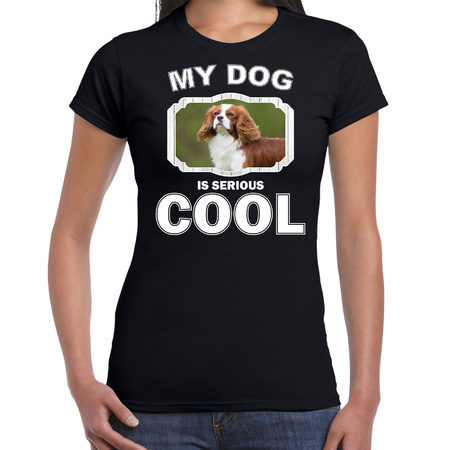 Spaniel dog t-shirt my dog is serious cool black for women