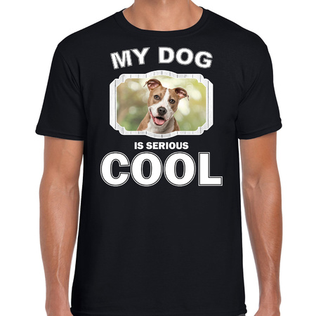 Staffordshire bull terrier dog t-shirt my dog is serious cool black for men