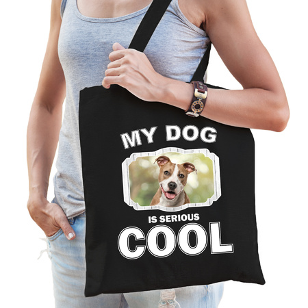 Staffordshire bull terrier my dog is serious cool bag black 