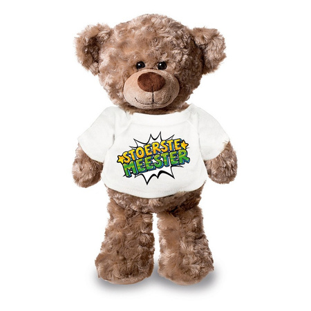 Teddybear with pop art stoerste meester t-shirt