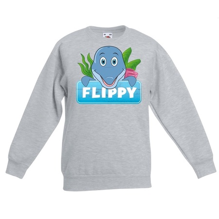 Flippy the dolphine sweater grey for children