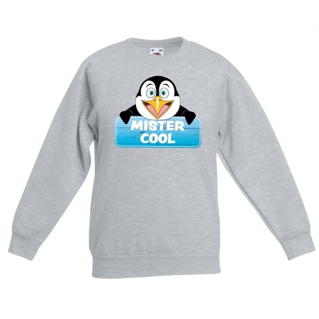 Mister Cool the pinguin sweater grey for children