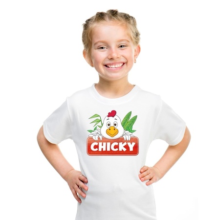 Kippen dieren t-shirt wit voor kinderen