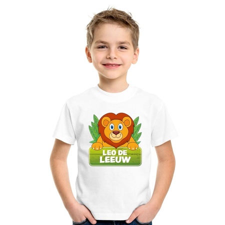 Leo the lion t-shirt white for children