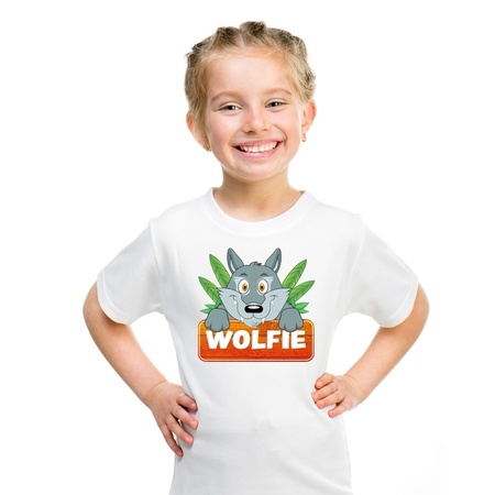 Wolfie the wolf t-shirt white for children