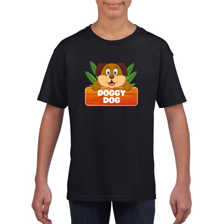 Honden dieren t-shirt zwart voor kinderen