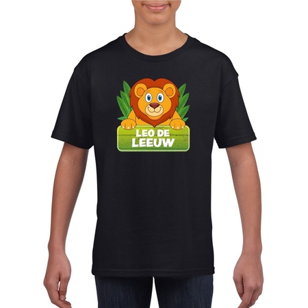 Leo the lion t-shirt black for children